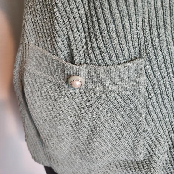 St. John Light Green Cardigan Sweater - Picture 3 of 11